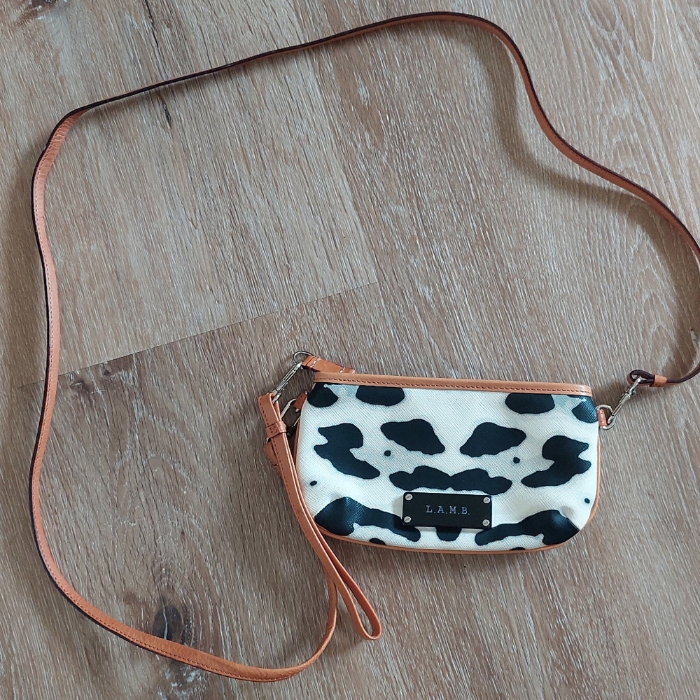 L.A.M.B. by Gwen Stefani Cow Print Cross Body Over Shoulder Bag
